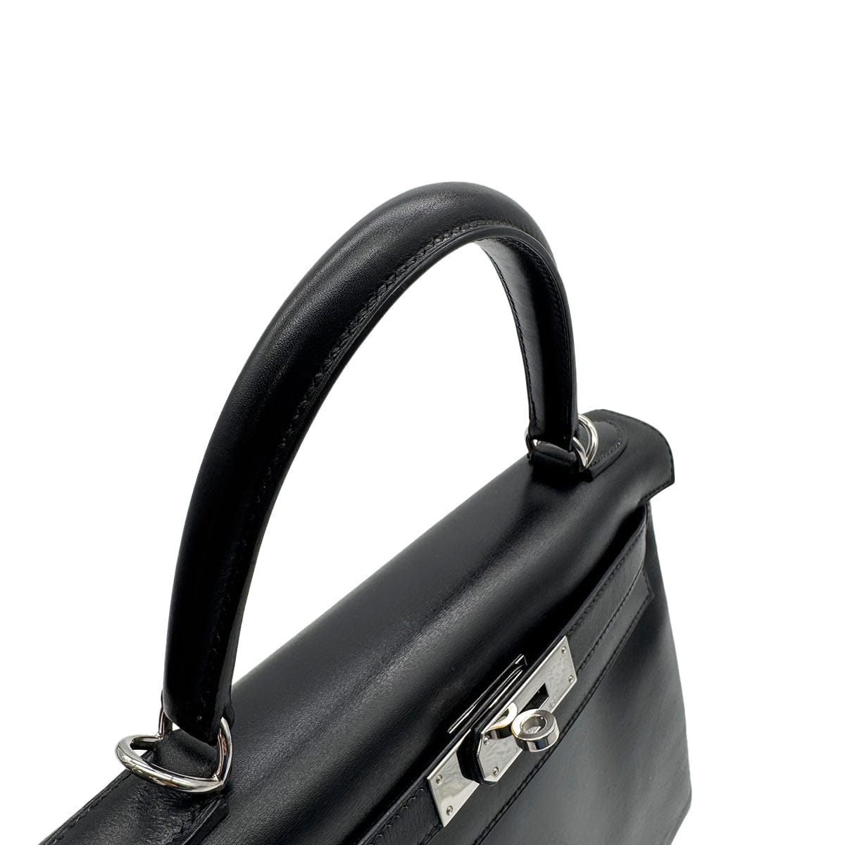 Luxury Promise Japan HERMES KELLY 28 RETOURNE BLACK BOXCALF HAND SHOULDER BAG □G PHW 90307205