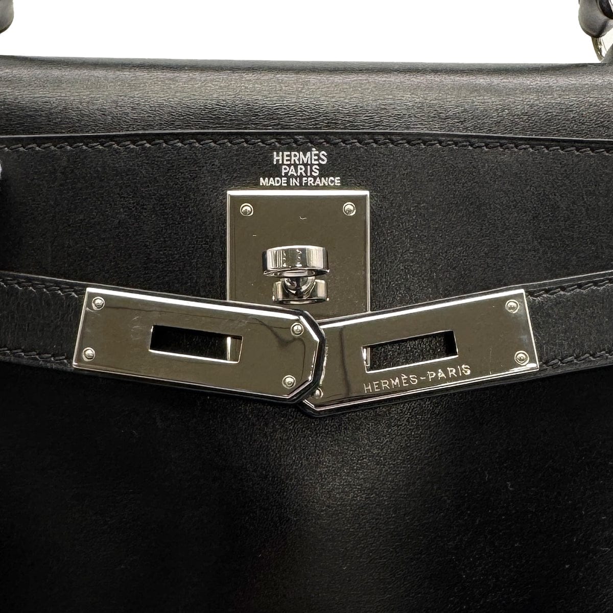 Luxury Promise Japan HERMES KELLY 28 RETOURNE BLACK BOXCALF HAND SHOULDER BAG □G PHW 90307205