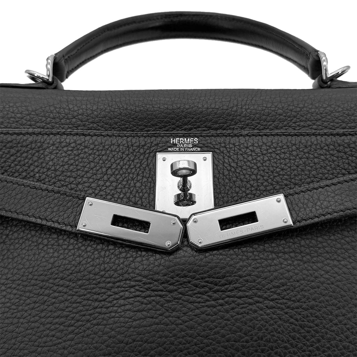 Luxury Promise Japan HERMES KELLY 28 RETOURNE BLACK TAURILLON CLEMENCE HAND SHOULDER BAG □J SHW 90279006