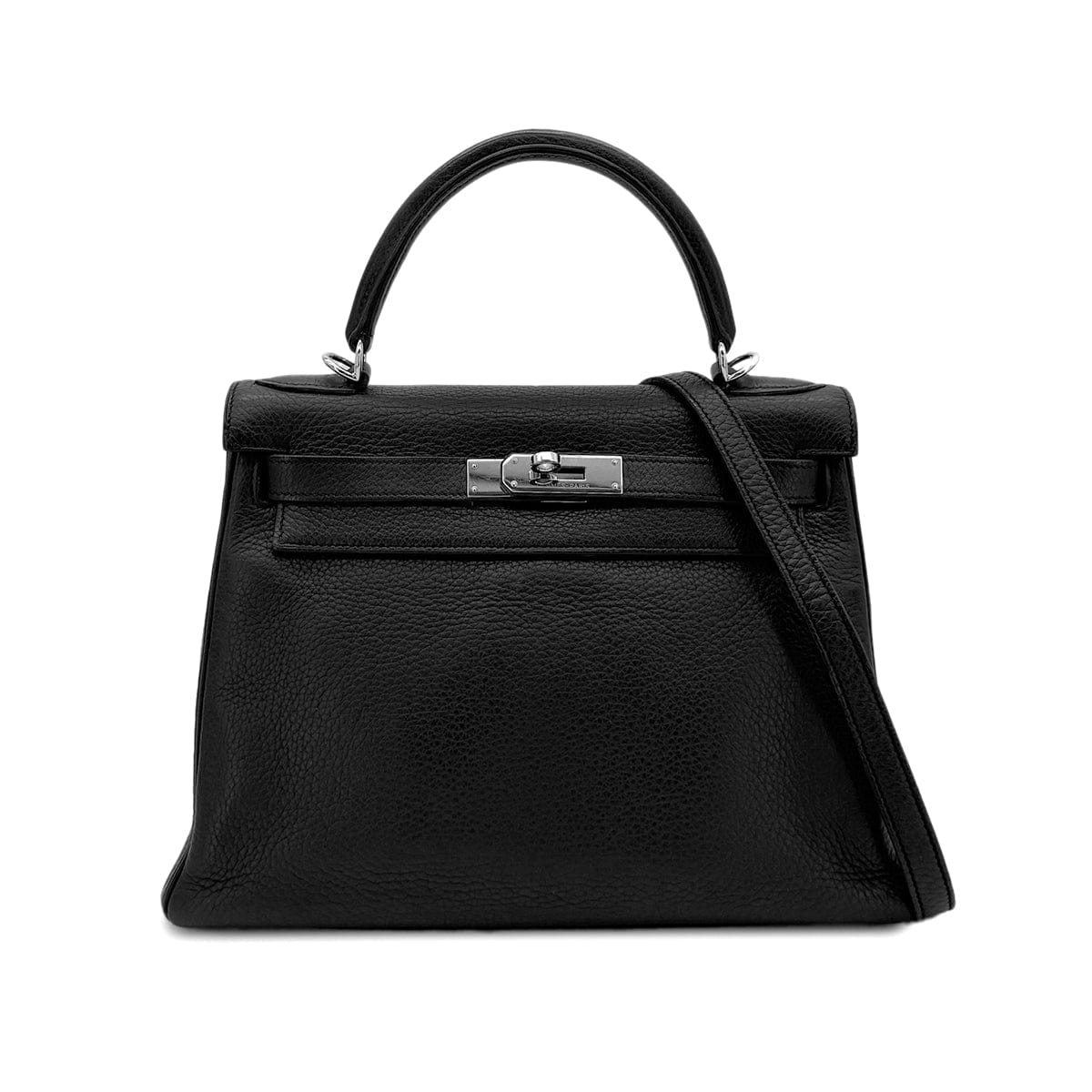 Luxury Promise Japan HERMES KELLY 28 RETOURNE BLACK TAURILLON CLEMENCE HAND SHOULDER BAG □J SHW 90279006