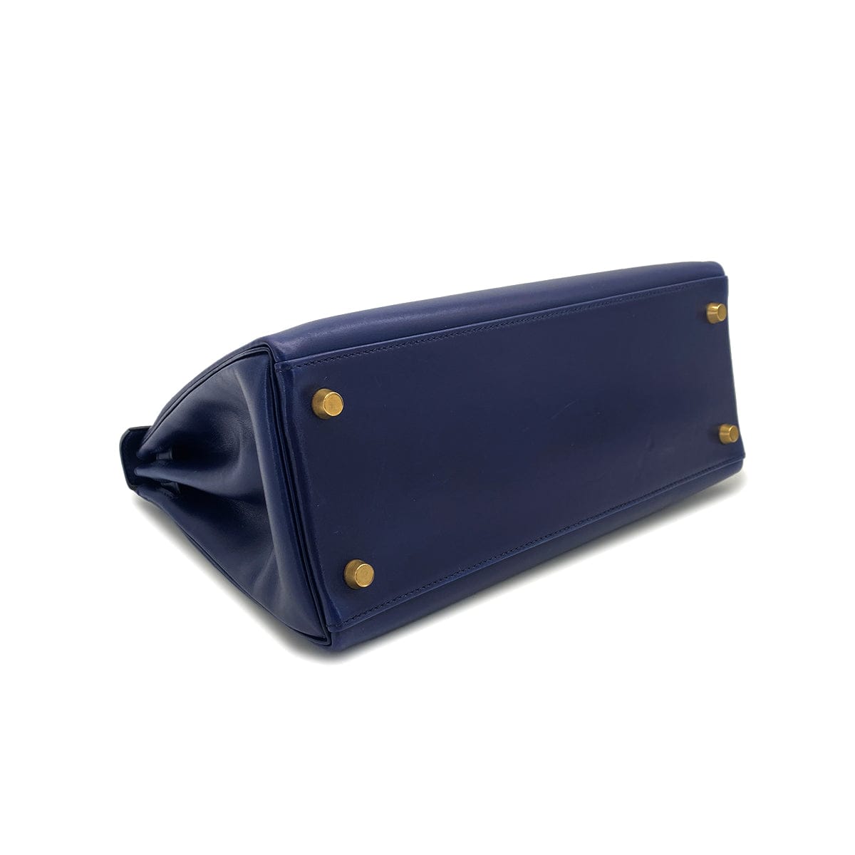 Luxury Promise Japan HERMES KELLY 28 RETOURNE BLUE BOXCALF HAND SHOULDER BAG 1995 CIRCLE Y GOLD HARDWARE 90308969