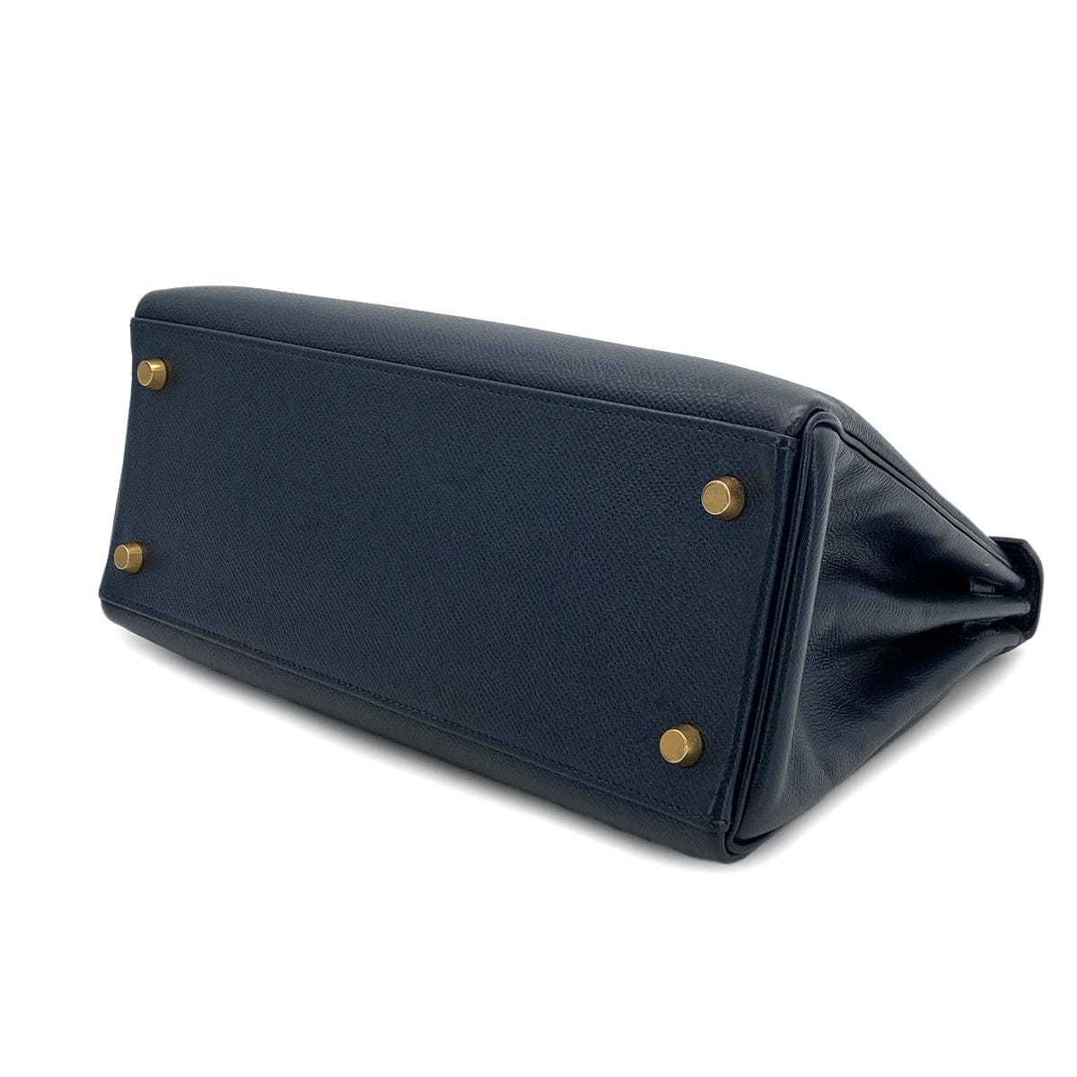 Luxury Promise Japan HERMES KELLY 28 RETOURNE BLUE INDIGO COUCHEVEL HAND SHOULDER BAG 1994 CIRCLE X GOLD HARDWARE 90311963