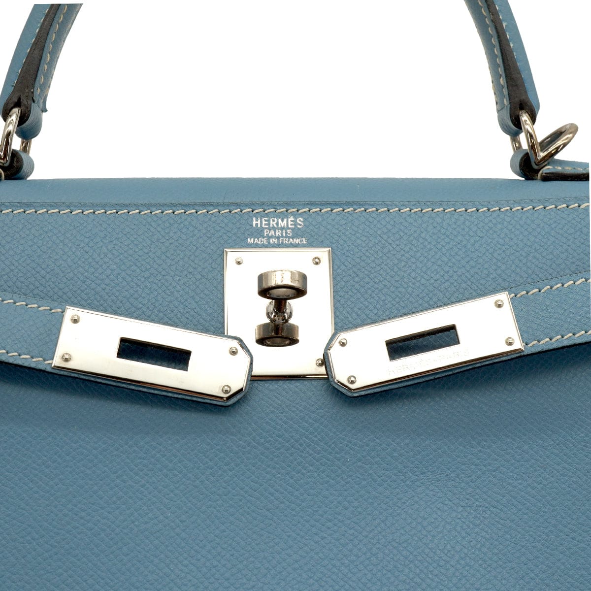Luxury Promise Japan HERMES KELLY 28 RETOURNE BLUE JEAN VEAU EPSOM 2008 SQUARE L PALLADIUM HARDWARE 90341429