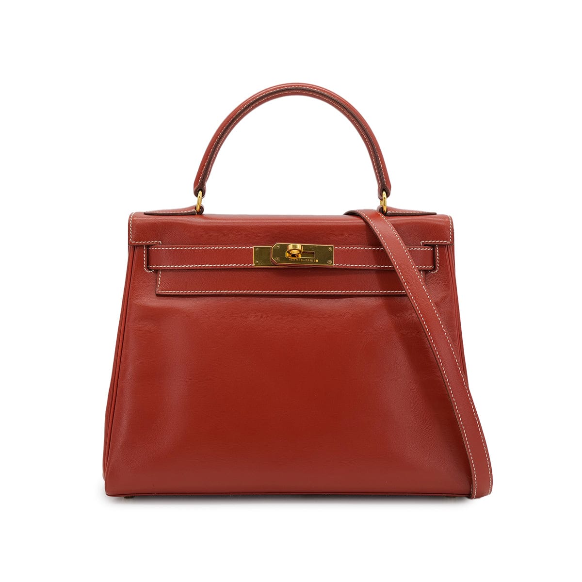 Luxury Promise Japan HERMES KELLY 28 RETOURNE BRICK BOX CALF HAND SHOULDER BAG 〇X GHW 90304917