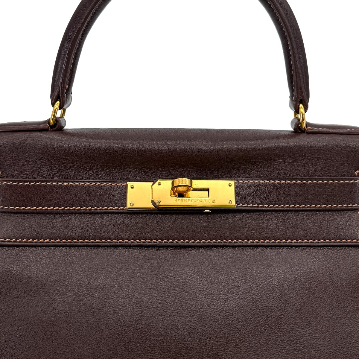 luxury promise japan HERMES KELLY 28 RETOURNE CHOCOLAT VEAU GULLIVER HAND SHOULDER BAG 1996 CIRCLE Z GOLD HARDWARE 90313345