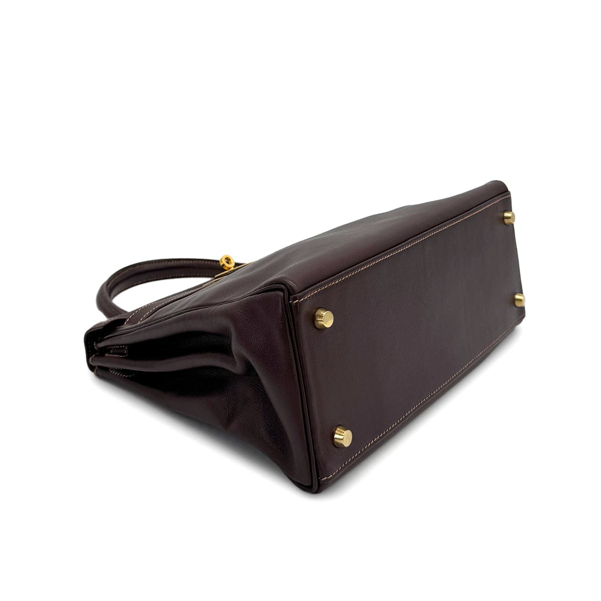 luxury promise japan HERMES KELLY 28 RETOURNE CHOCOLAT VEAU GULLIVER HAND SHOULDER BAG 1996 CIRCLE Z GOLD HARDWARE 90313345