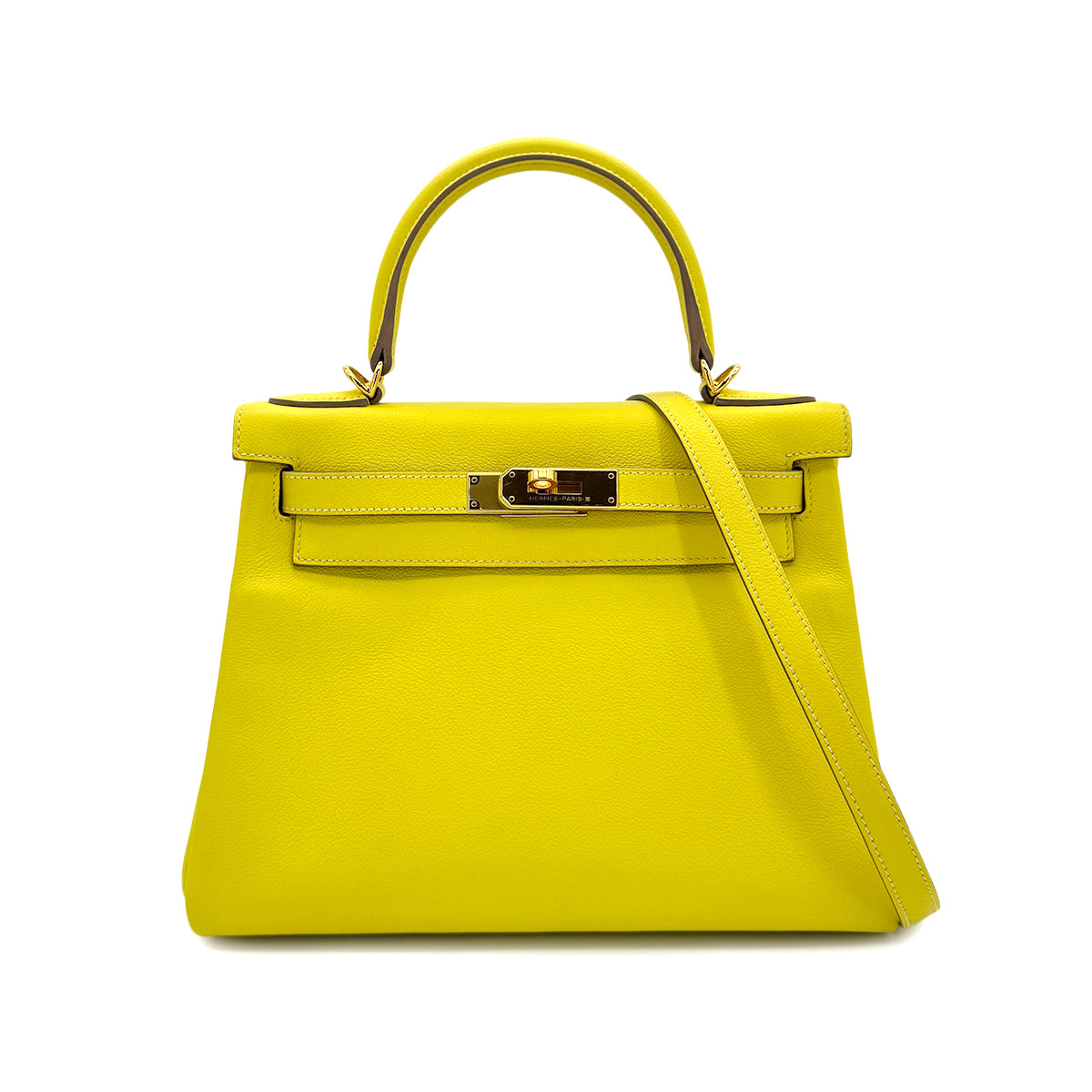 Luxury Promise Japan HERMES KELLY 28 RETOURNE LIME EVERCOLOR HAND SHOULDER BAG Y GHW 90299546