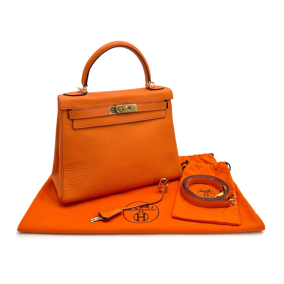 Luxury Promise Japan HERMES KELLY 28 RETOURNE ORANGE TAURILLON CLEMENCE HAND SHOULDER BAG □G GOLD HARDWARE 90309670