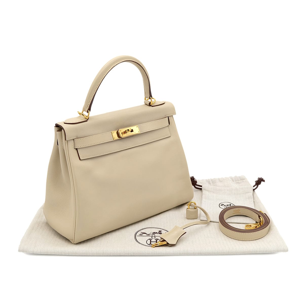 Luxury Promise Japan HERMES KELLY 28 RETOURNE PARCHEMIN SWIFT HAND SHOULDER BAG □M GHW 90301033