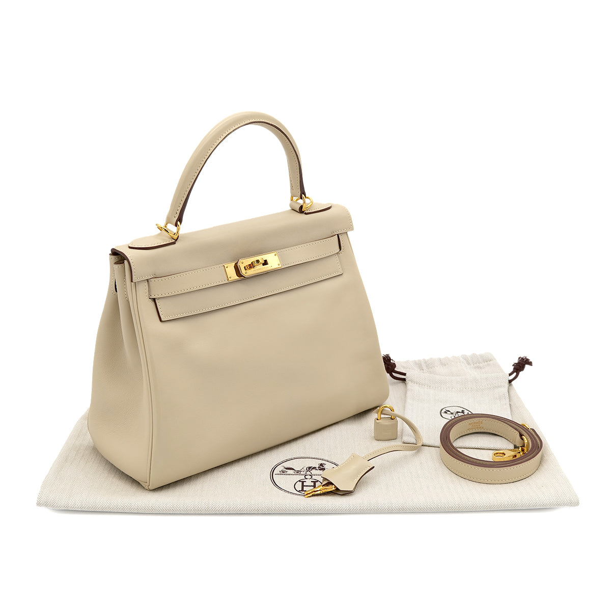 Luxury Promise Japan HERMES KELLY 28 RETOURNE PARCHEMIN SWIFT HAND SHOULDER BAG □M GHW 90301033