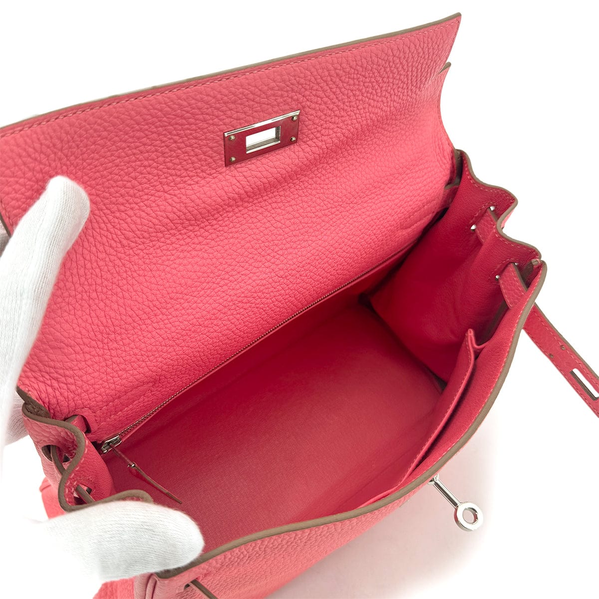 Luxury Promise Japan HERMES KELLY 28 RETOURNE ROSE LIPSTICK TAURILLON CLEMENCE HAND SHOULDER BAG □Q SHW 90296045