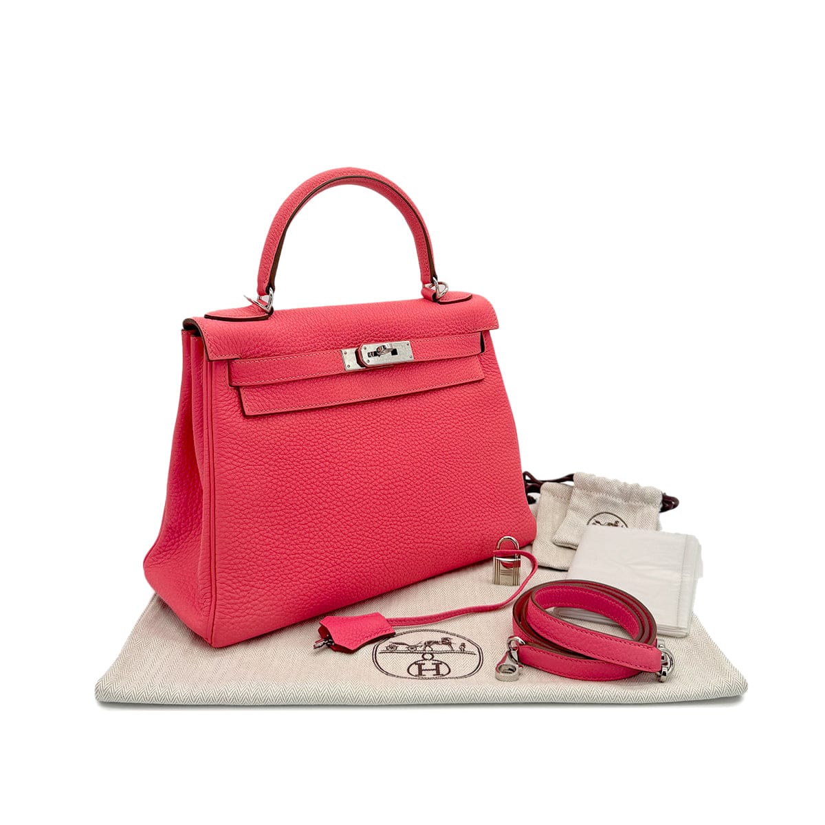 Luxury Promise Japan HERMES KELLY 28 RETOURNE ROSE LIPSTICK TAURILLON CLEMENCE HAND SHOULDER BAG □Q SHW 90296045