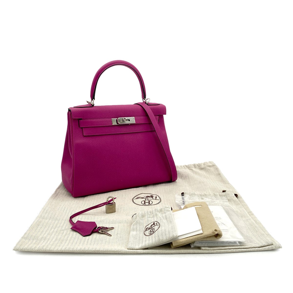 Luxury Promise Japan HERMES KELLY 28 RETOURNE ROSE PURPLE TOGO HAND SHOULDER BAG C SHW 90301847