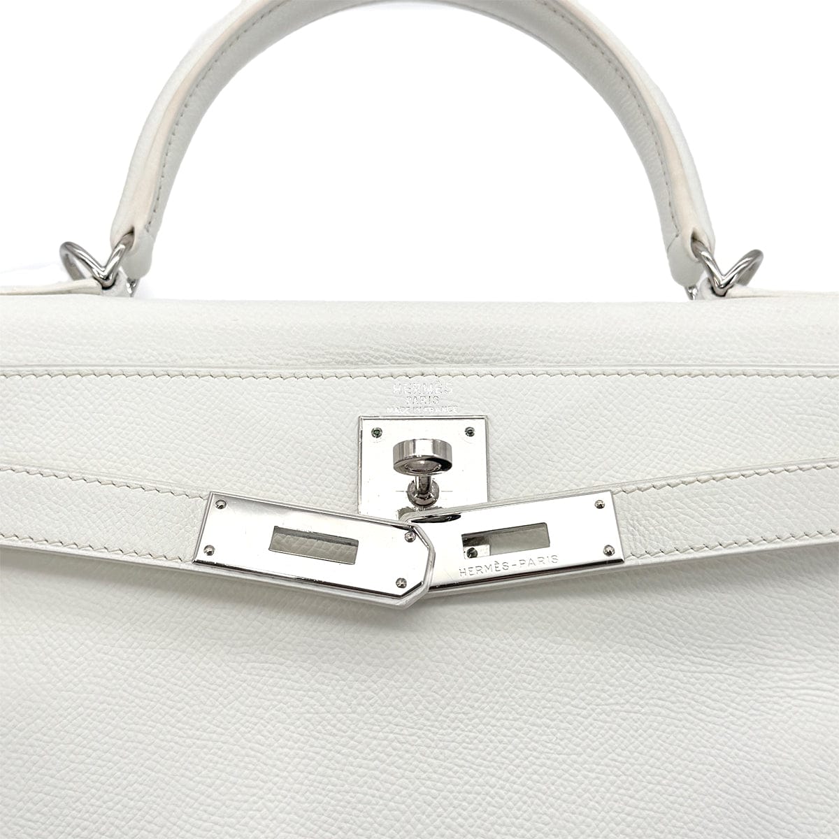 Luxury Promise Japan HERMES KELLY 28 RETOURNE WHITE BLEU JEAN VEAU EPSOM HAND SHOULDER BAG □I SHW 90295747