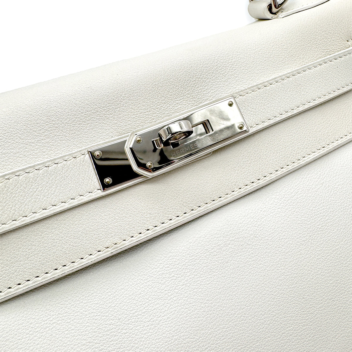 Luxury Promise Japan HERMES KELLY 28 RETOURNE WHITE SWIFT HAND SHOULDER BAG □L SHW 90292996