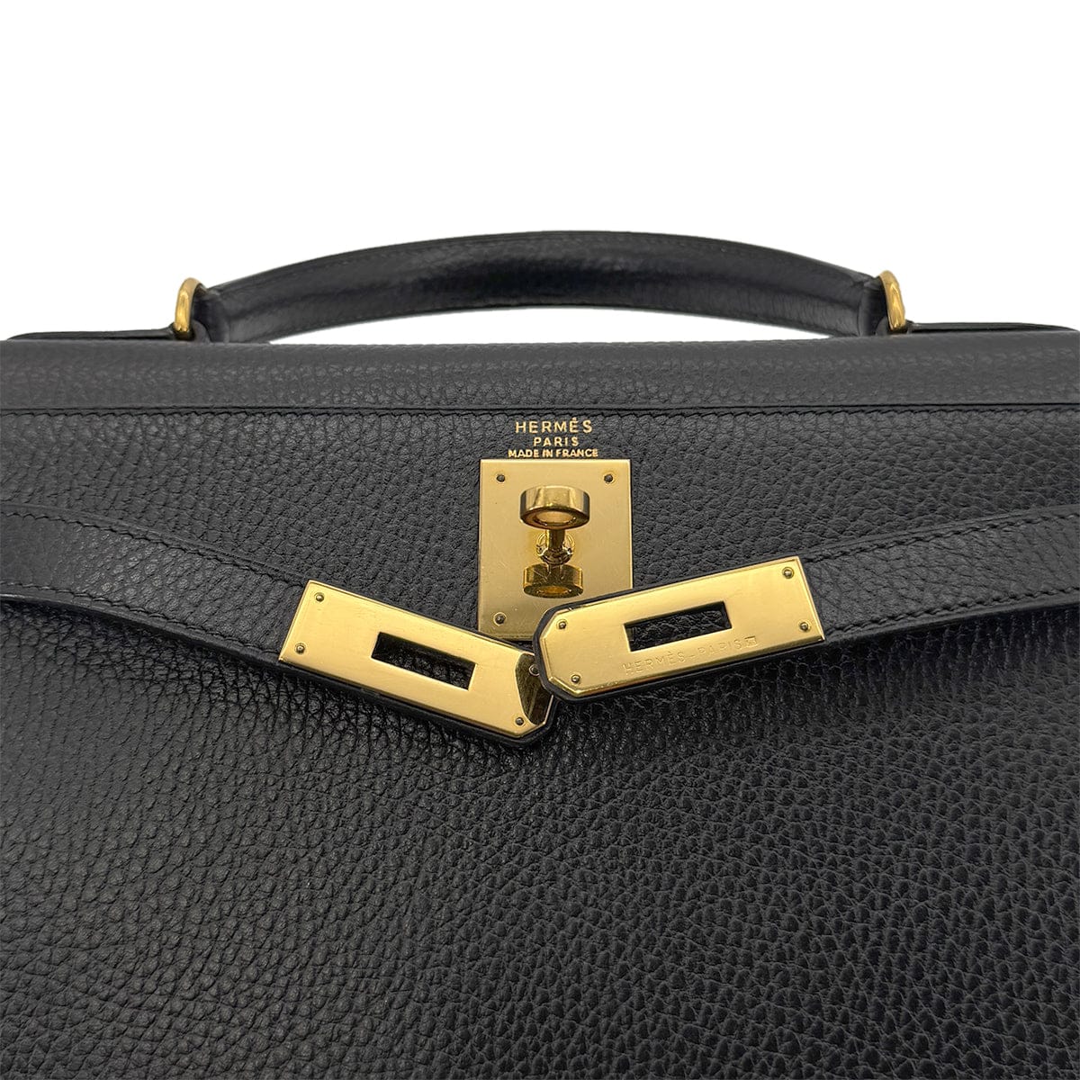 Luxury Promise Japan HERMES KELLY 28 SELLIER BLACK ARDENNES HAND SHOULDER BAG 〇Y GHW 90279720
