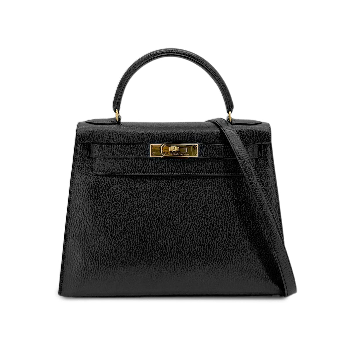 Luxury Promise Japan HERMES KELLY 28 SELLIER BLACK ARDENNES HAND SHOULDER BAG 〇Y GHW 90279720