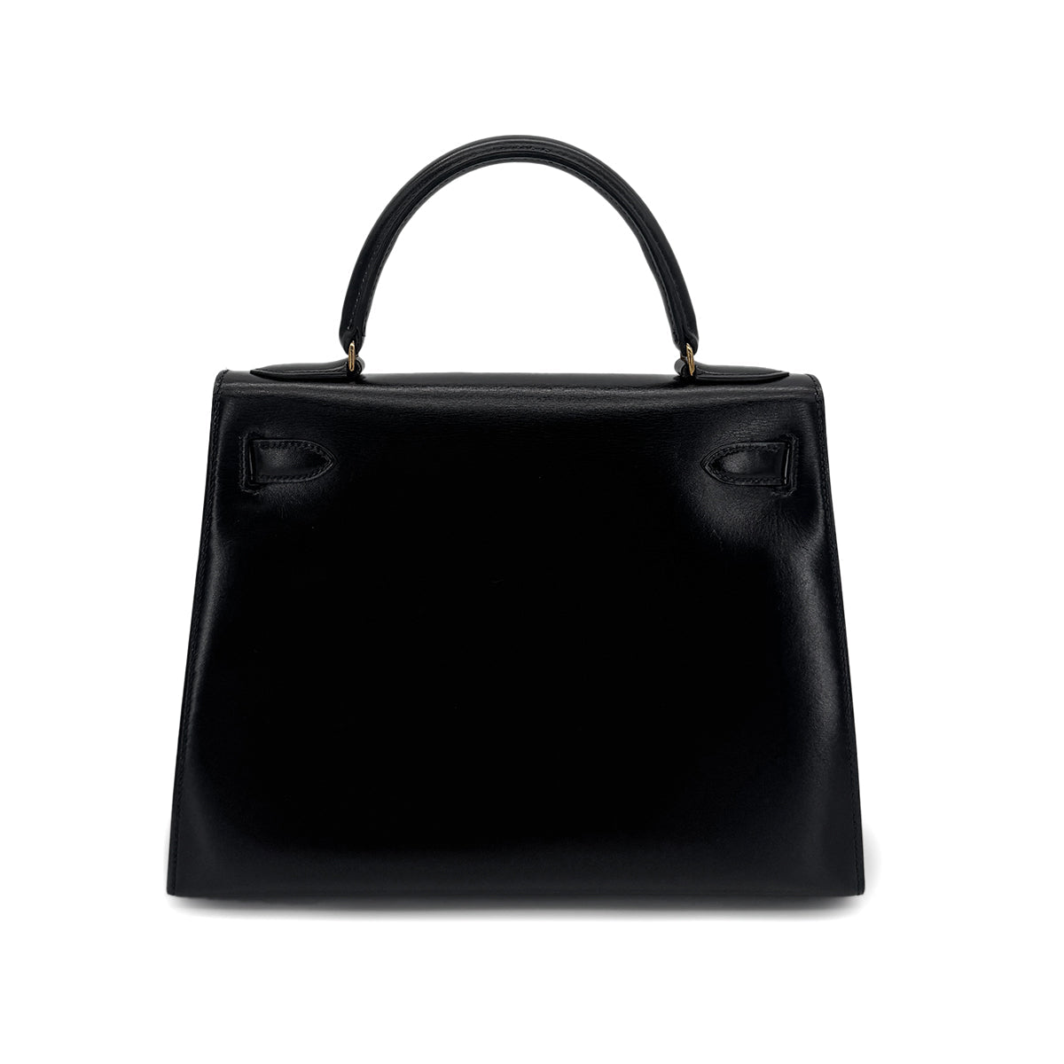 Luxury Promise Japan HERMES KELLY 28 SELLIER BLACK BOXCALF HAND BAG 〇S GHW 90283109