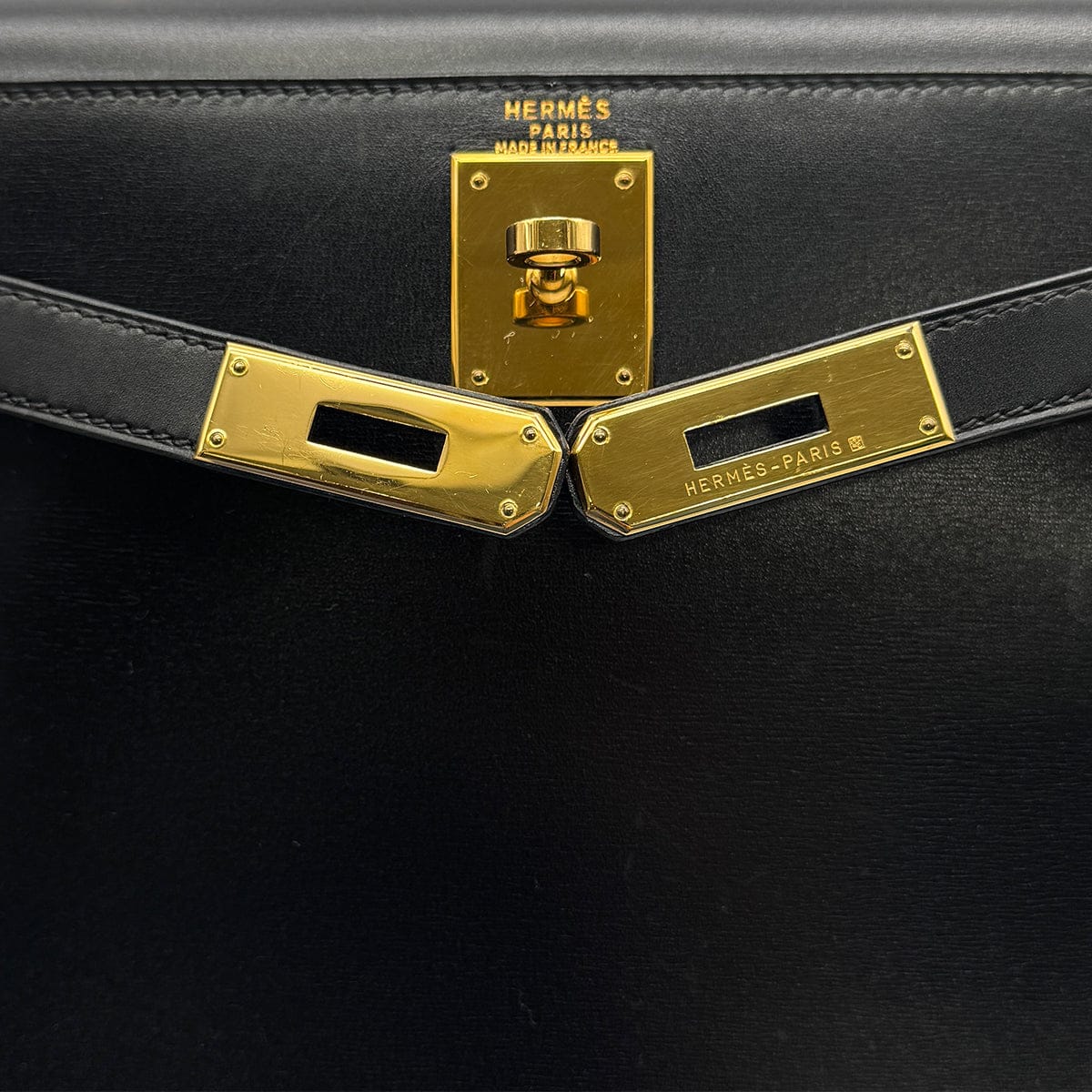 Luxury promise Japan HERMES KELLY 28 SELLIER BLACK BOXCALF HAND SHOULDER BAG 1996 CIRCLE Z GOLD HARDWRE 90317720