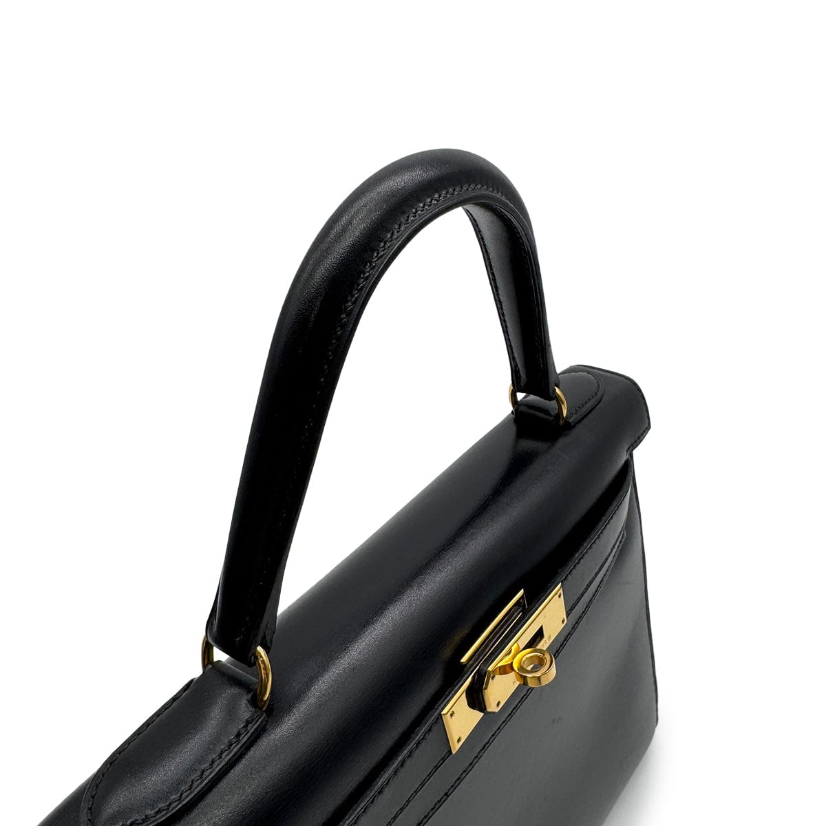 Luxury promise Japan HERMES KELLY 28 SELLIER BLACK BOXCALF HAND SHOULDER BAG 1996 CIRCLE Z GOLD HARDWRE 90317720