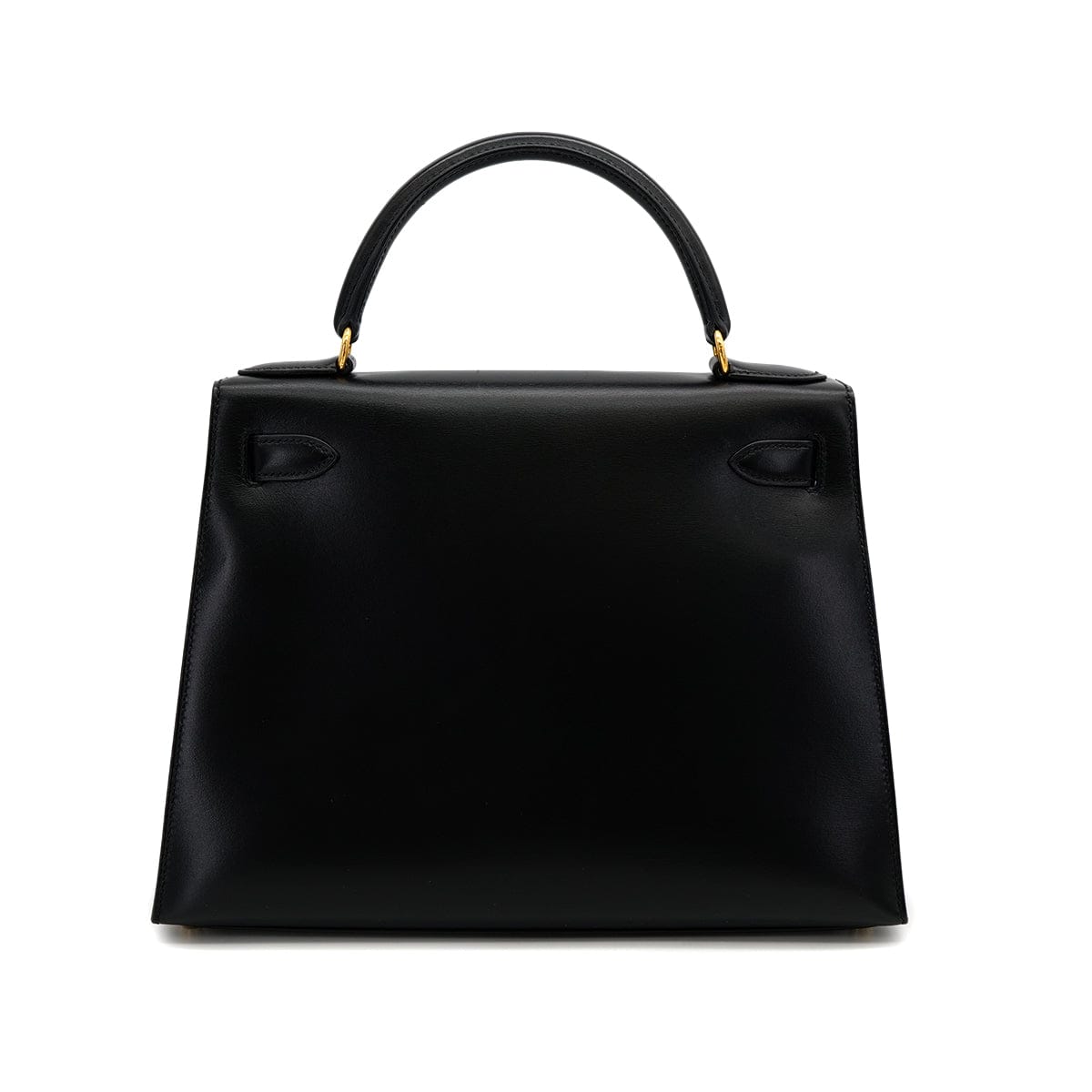 Luxury Promise Japan HERMES KELLY 28 SELLIER BLACK BOXCALF HAND SHOULDER BAG 1999 SQUARE C GOLD HARDWARE 90318200