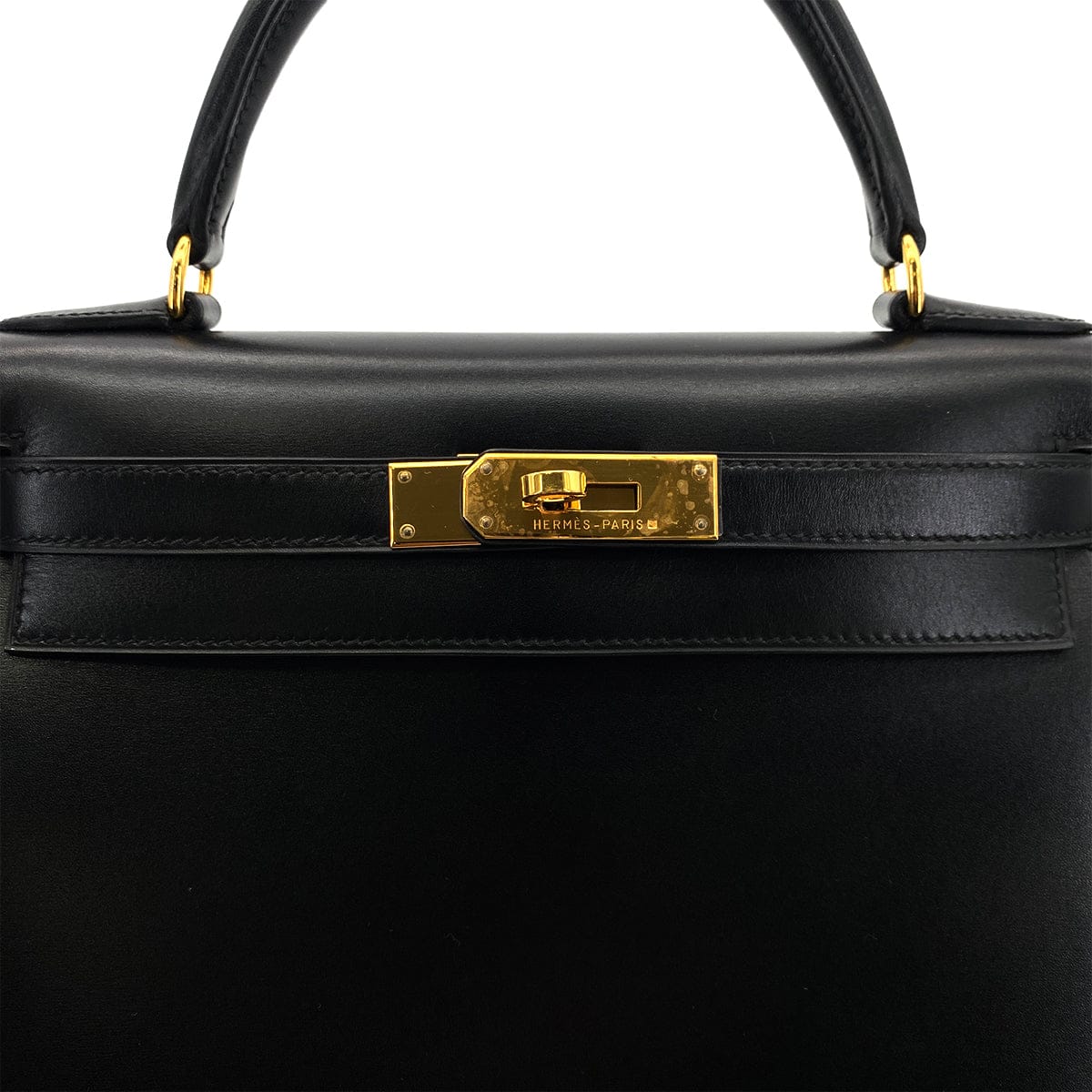 Luxury Promise Japan HERMES KELLY 28 SELLIER BLACK BOXCALF HAND SHOULDER BAG □A GHW 90297514