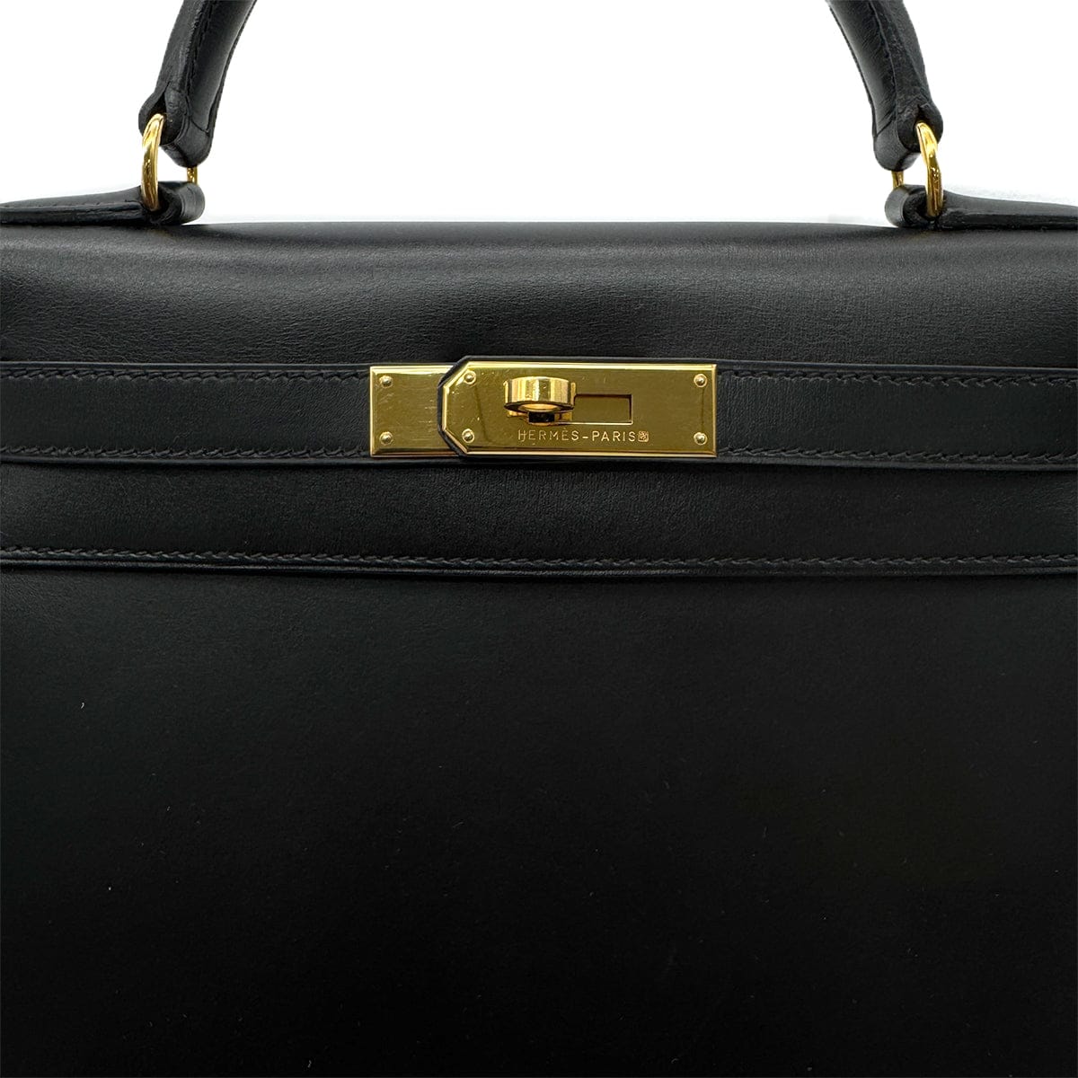 Luxury Promise Japan HERMES KELLY 28 SELLIER BLACK BOXCALF HAND SHOULDER BAG □A GHW 90305221