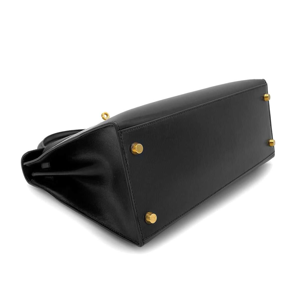 Luxury Promise Japan HERMES KELLY 28 SELLIER BLACK BOXCALF HAND SHOULDER BAG □C GHW 90281407