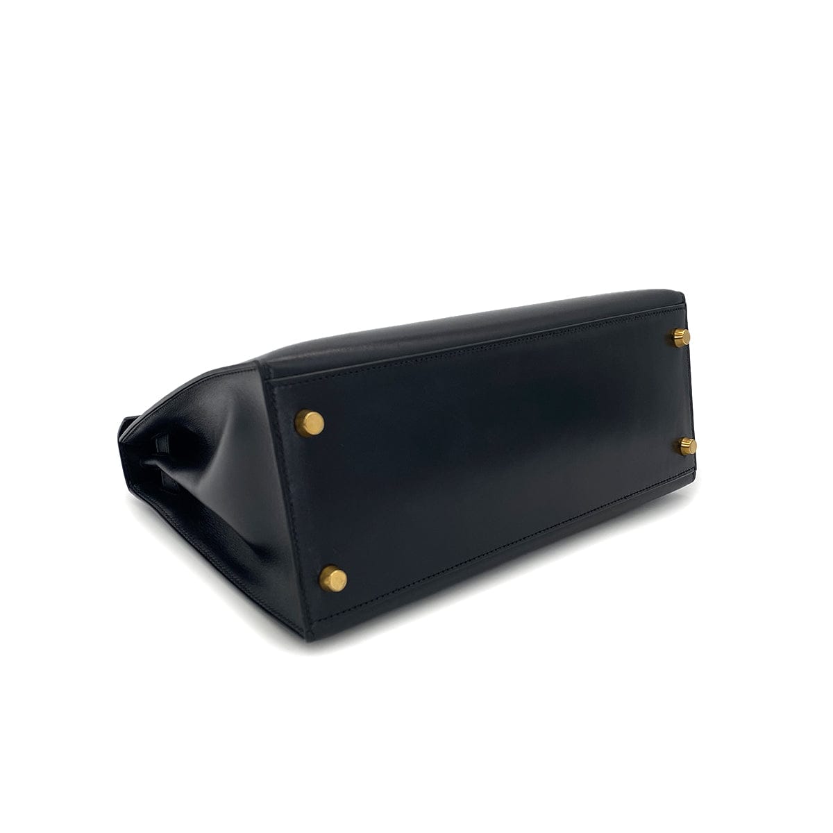 Luxury Promise Japan HERMES KELLY 28 SELLIER BLACK BOXCALF HAND SHOULDER BAG 〇Y GHW 90301093