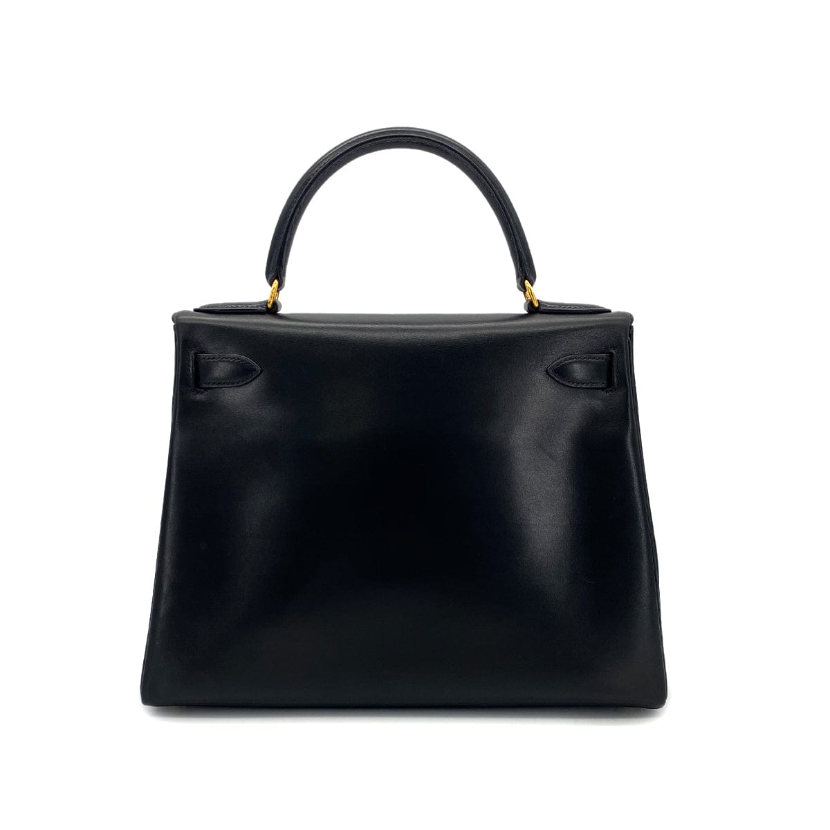 Luxury Promise Japan HERMES KELLY 28 SELLIER BLACK BOXCALF HAND SHOULDER BAG 〇Y GHW 90301093