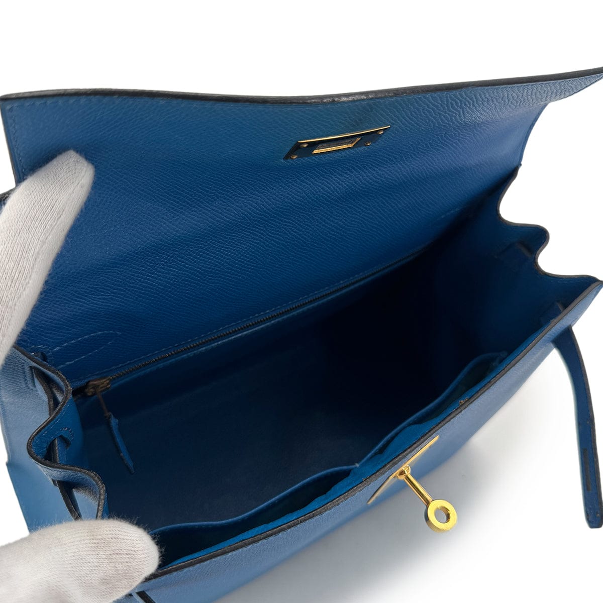 Luxury Promise Japan HERMES KELLY 28 SELLIER BLEU FRANCE VEAU EPSOM HAND SHOULDER BAG □O GHW 90295407