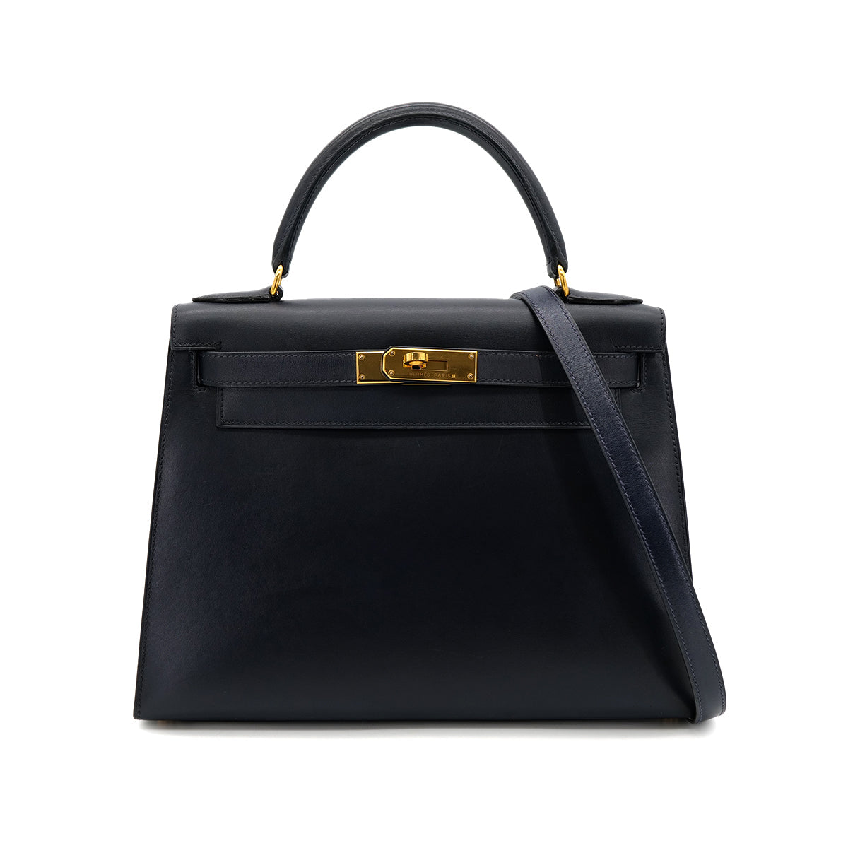 Luxury Promise Japan HERMES KELLY 28 SELLIER BLUE INDIGO BOXCALF HAND SHOULDER BAG □C GHW 90301712