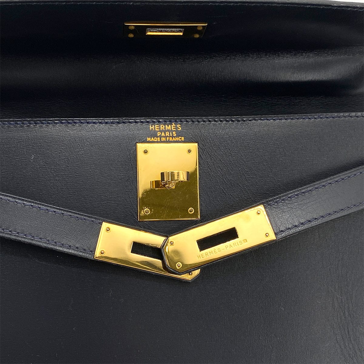 Luxury Promise Japan HERMES KELLY 28 SELLIER BLUE INDIGO BOXCALF HAND SHOULDER BAG 〇W GHW 90258799