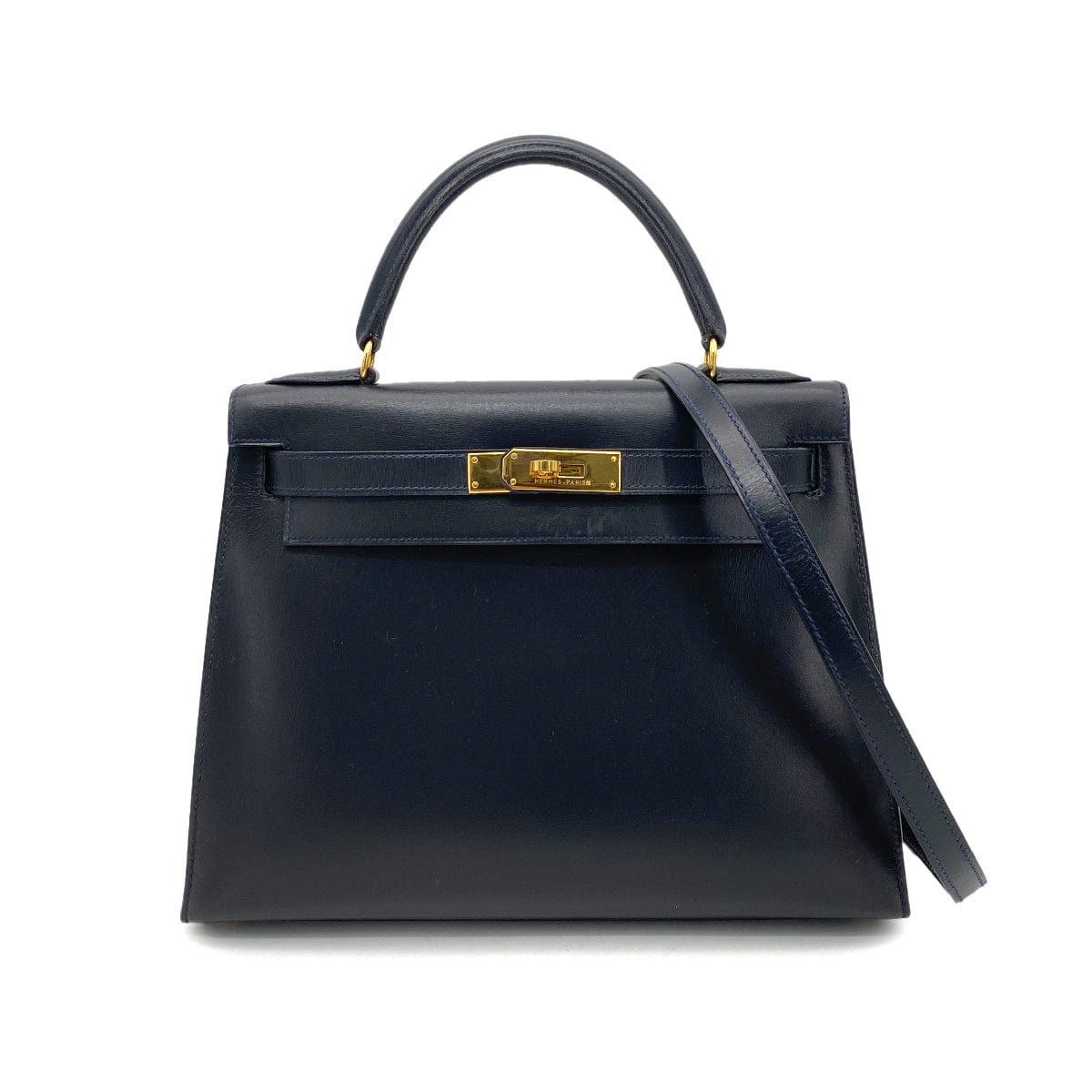 Luxury Promise Japan HERMES KELLY 28 SELLIER BLUE INDIGO BOXCALF HAND SHOULDER BAG 〇W GHW 90258799