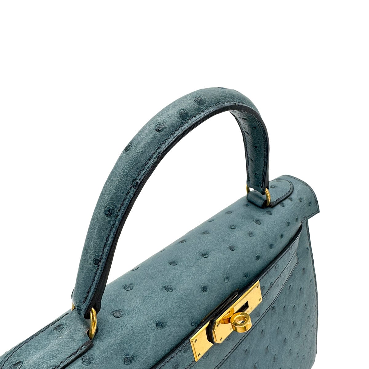 Luxury Promise Japan HERMES KELLY 28 SELLIER BLUE JEAN OSTRICH HAND SHOULDER BAG 〇Z GHW 90281428