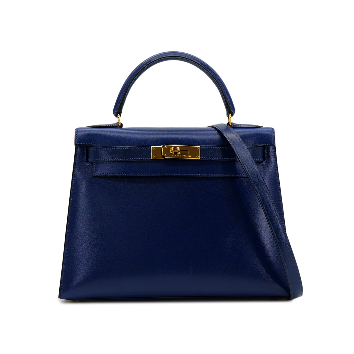 Luxury Promise Japan HERMES KELLY 28 SELLIER BLUE ROY BOXCALF HAND SHOULDER BAG 〇Y GHW 90302180