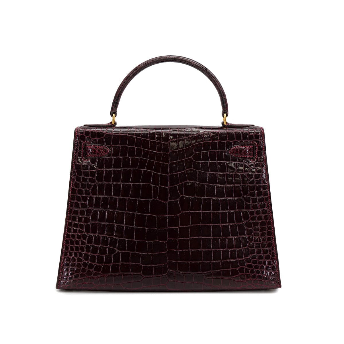 Luxury Promise Japan HERMES KELLY 28 SELLIER BORDEAUX CROCODILE HAND BAG 〇H GOLD HARDWARE 90310278