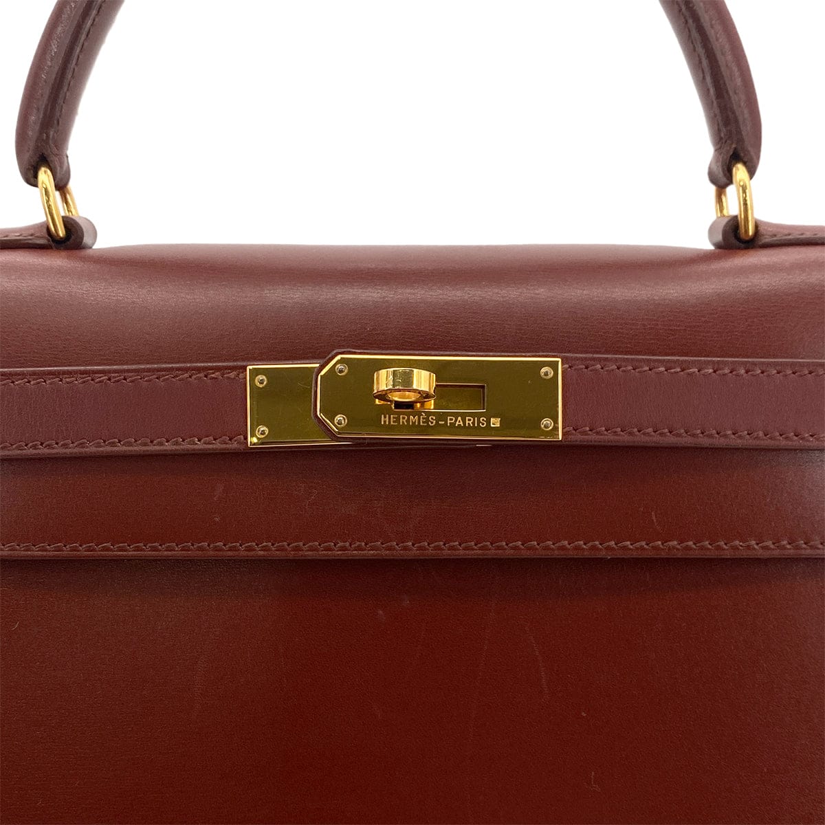 Luxury Promise Japan HERMES KELLY 28 SELLIER BROWN BOXCALF HAND SHOULDER BAG 〇Y GHW 90301091