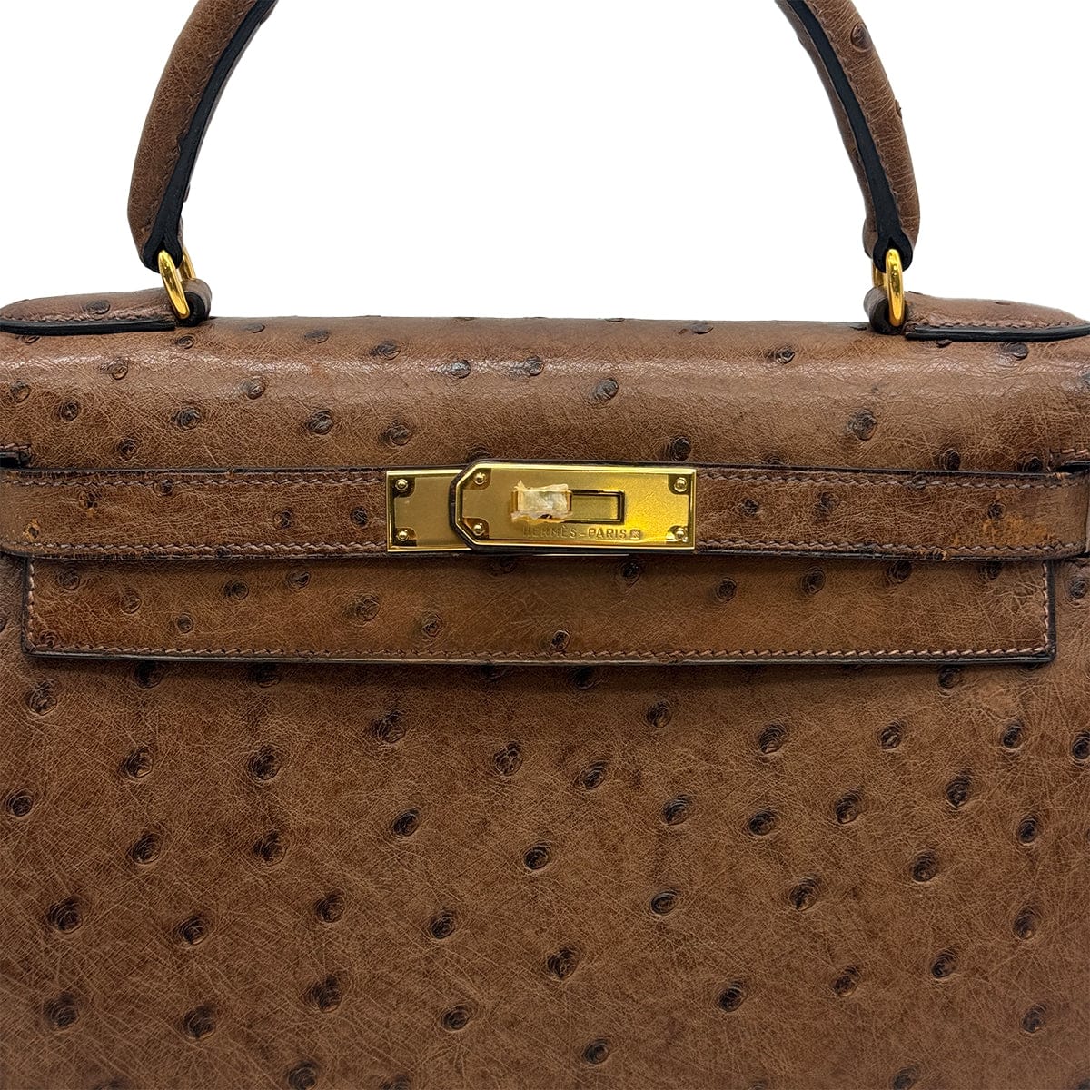Luxury Promise Japan HERMES KELLY 28 SELLIER ETRUSQUE OSTRICH HAND SHOULDER BAG 1998 SQUARE B GOLD HARDWARE 90326720