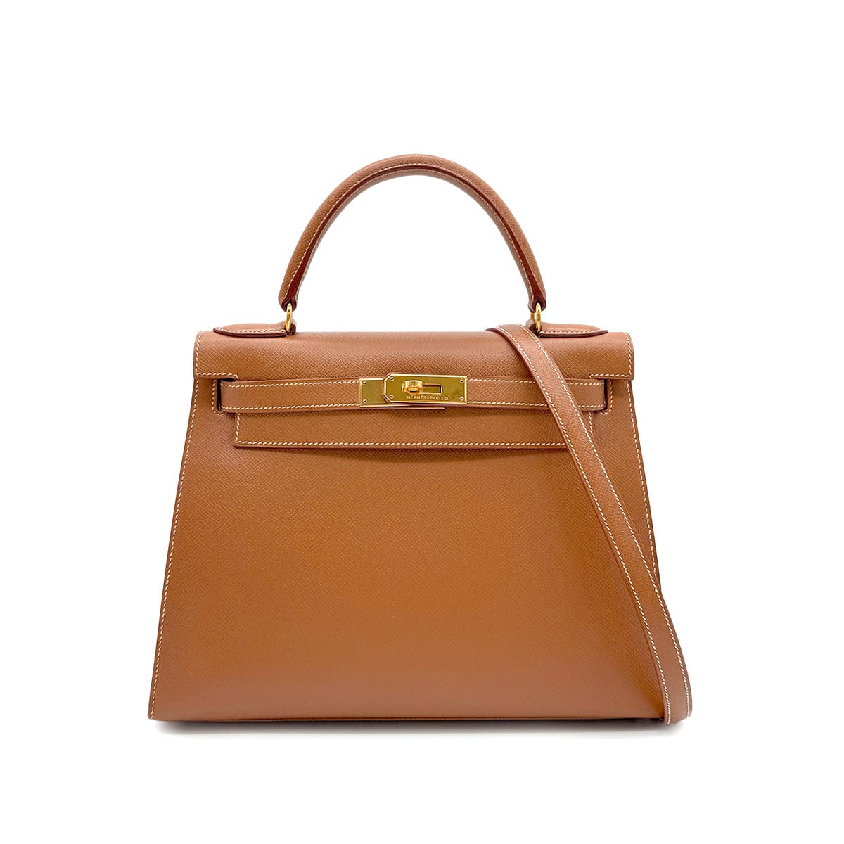 Luxury Promise Japan HERMES KELLY 28 SELLIER GOLD COUCHEVEL HAND SHOULDER BAG □A GHW 90294176