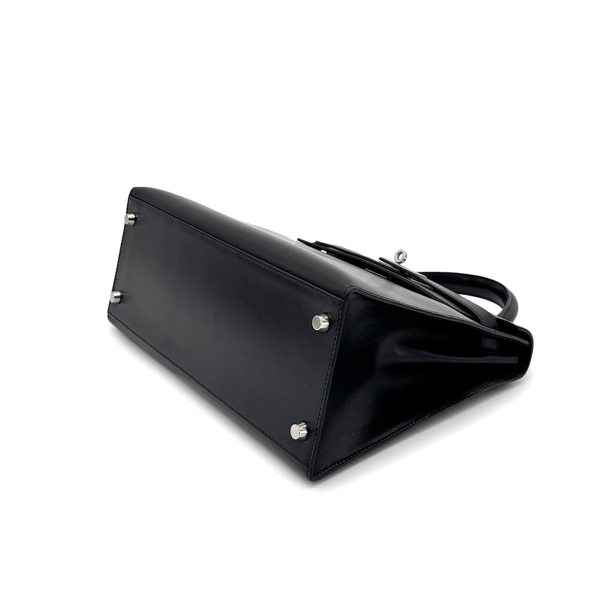 Luxury Promise Japan HERMES KELLY 28 SELLIER GUILLOCHE BLACK BOXCALF HAND SHOULDER BAG □G 90276766