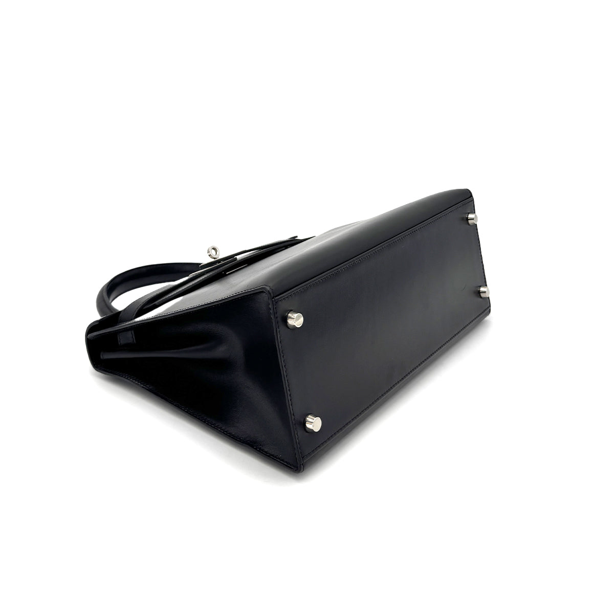 Luxury Promise Japan HERMES KELLY 28 SELLIER GUILLOCHE BLACK BOXCALF HAND SHOULDER BAG □G 90276766
