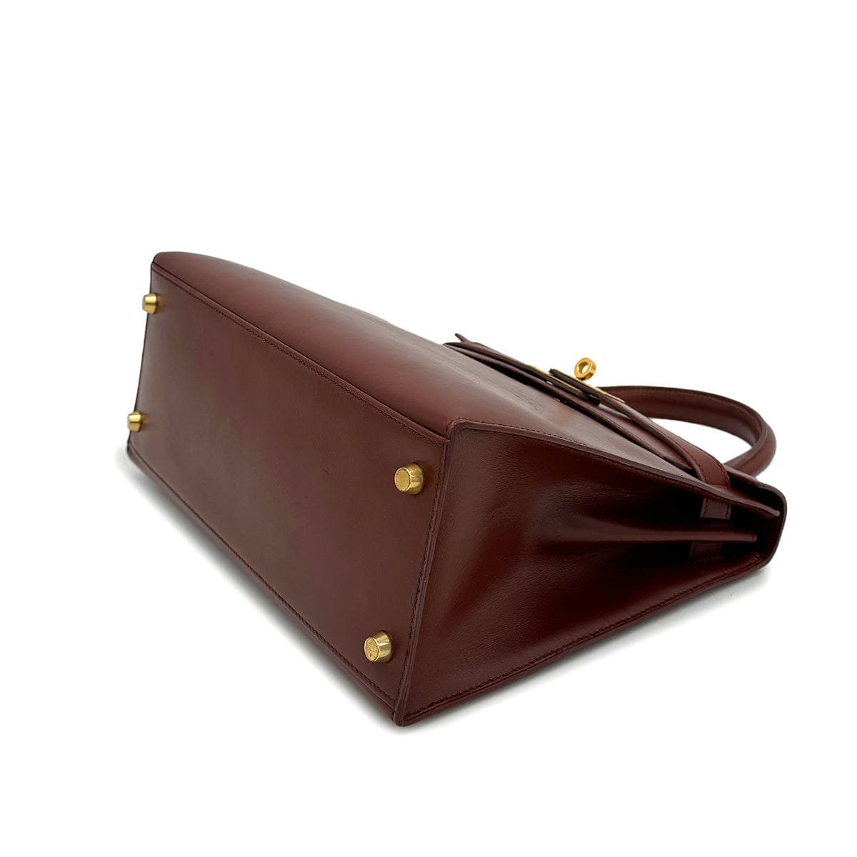 Luxury Promise Japan HERMES KELLY 28 SELLIER MARRON FONCE BOXCALF HAND SHOULDER BAG 1996 CIRCLE Z GOLD HARDWARE 90322170
