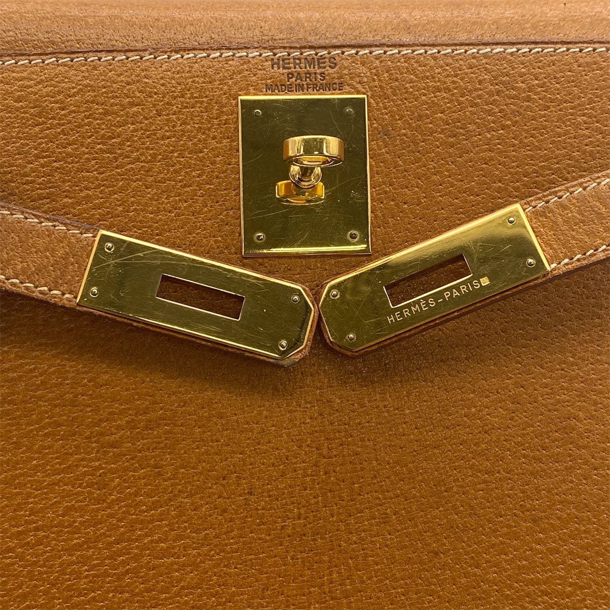 Luxury Promise Japan HERMES KELLY 28 SELLIER NATUREL PIGSKIN HAND SHOULDER BAG 1992 CIRCLE V GOLD HARDWARE 90318216