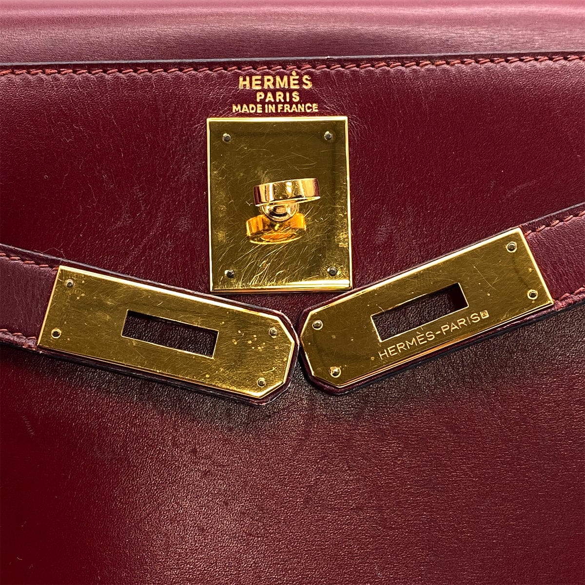 Luxury Promise Japan HERMES KELLY 28 SELLIER ROUGE H BOXCALF HAND BAG 1986 CIRCLE P GOLD HARDWARE 90317903