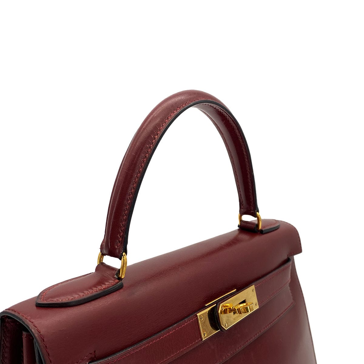 Luxury Promise Japan HERMES KELLY 28 SELLIER ROUGE H BOXCALF HAND SHOULDER BAG 1983 CIRCLE M GOLD HARDWRE 90314736