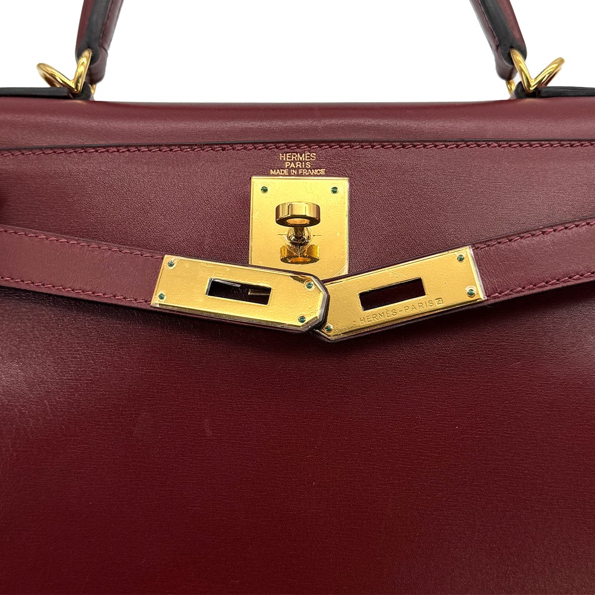 Luxury Promise Japan HERMES KELLY 28 SELLIER ROUGE H BOXCALF HAND SHOULDER BAG 2001 SQUARE E GOLD HARDWARE 90314881