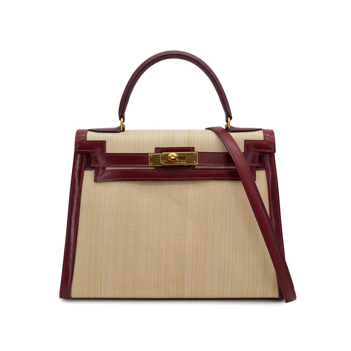 Luxury Promise Japan HERMES KELLY 28 SELLIER ROUGE H CRINOLINE BOXCALF HAND SHOULDER BAG 1980 CIRCLE J GOLD HARDWARE 90318619