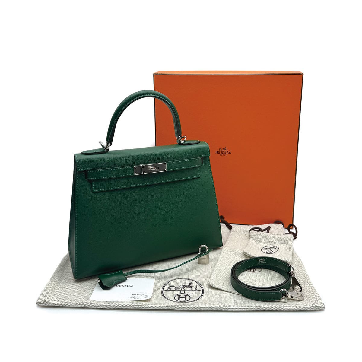 Luxury Promise Japan HERMES KELLY 28 SELLIER VERT MOYEN VEAU MADAME HAND SHOULDER BAG W PALLADIUM HARDWARE 90310301