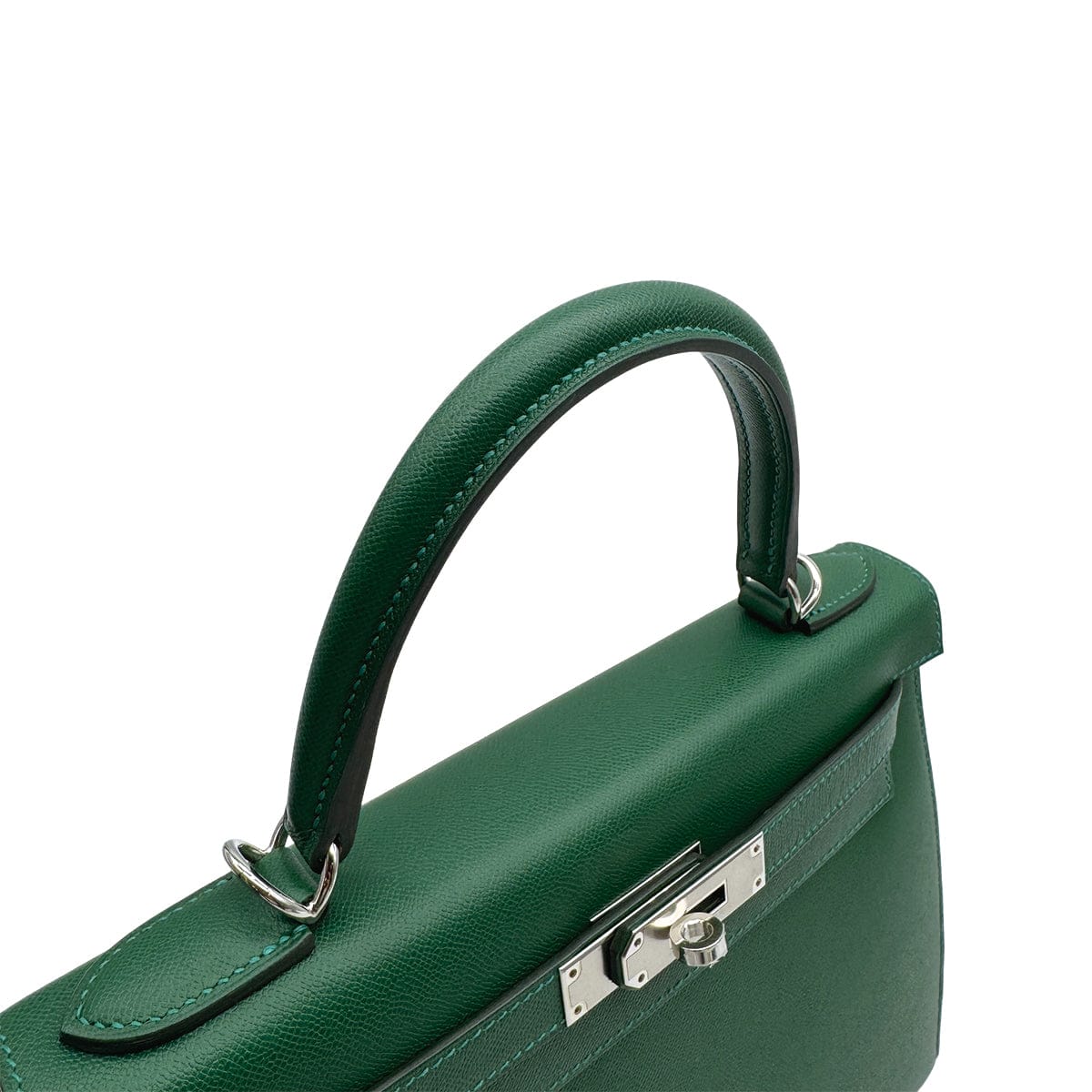 Luxury Promise Japan HERMES KELLY 28 SELLIER VERT MOYEN VEAU MADAME HAND SHOULDER BAG W PALLADIUM HARDWARE 90310301